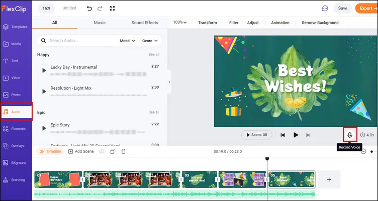 Create Birthday GIFs - Add Music