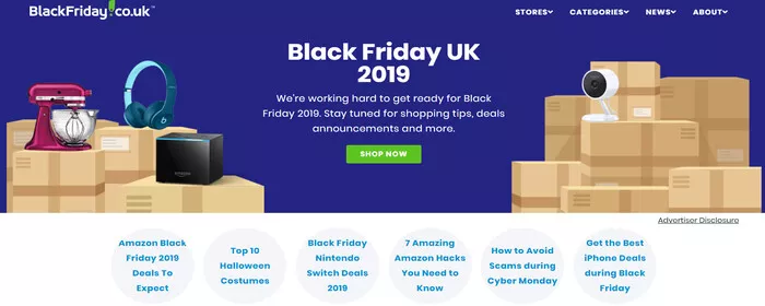 create a landing page for black friday sales
