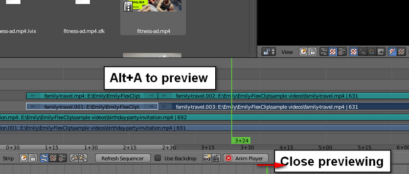 Preview video in Blender video editing software
