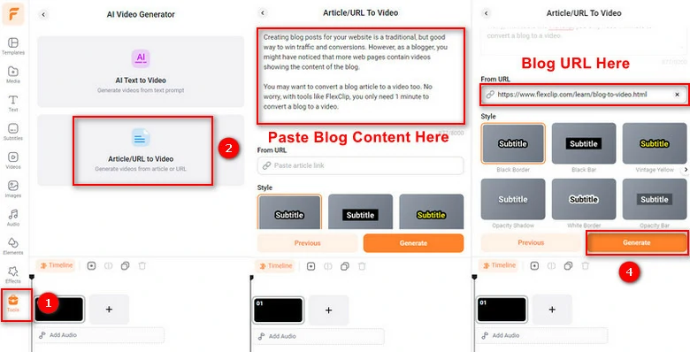 Generate Blog Video using FlexClip