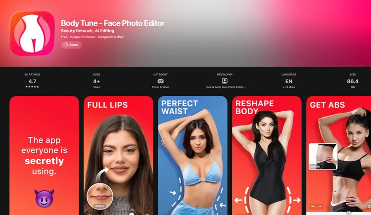 Body Shape Editor App - Body Tune