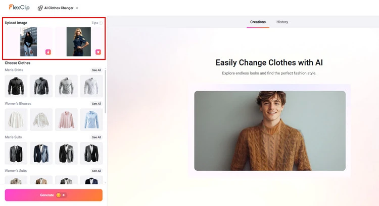 Upload Photo to AI Clothes Changer - FlexClip