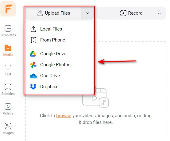 Upload a Video to FlexClip