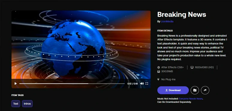 3D breaking news background from Motion Array