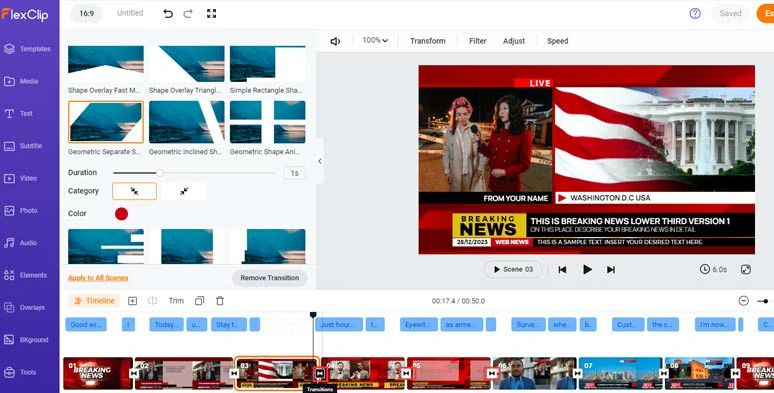 Add trending transitions to your breaking news videos