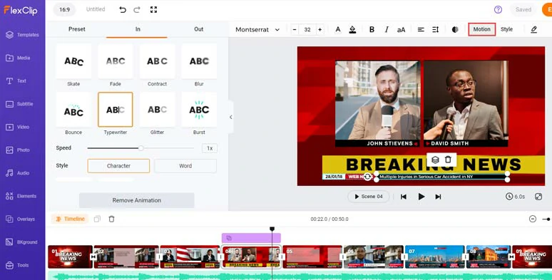Animate breaking news with different text animations