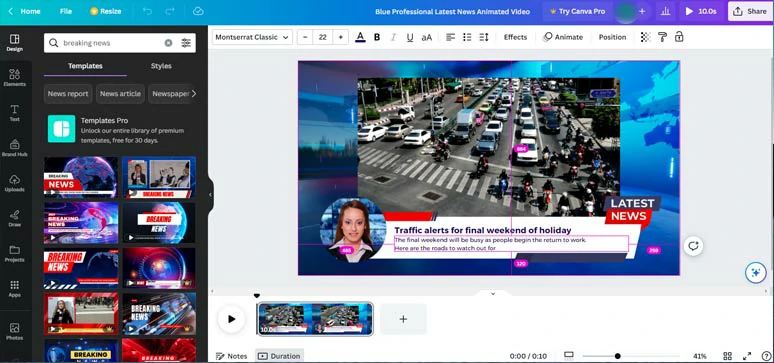Make breaking news videos with Canva