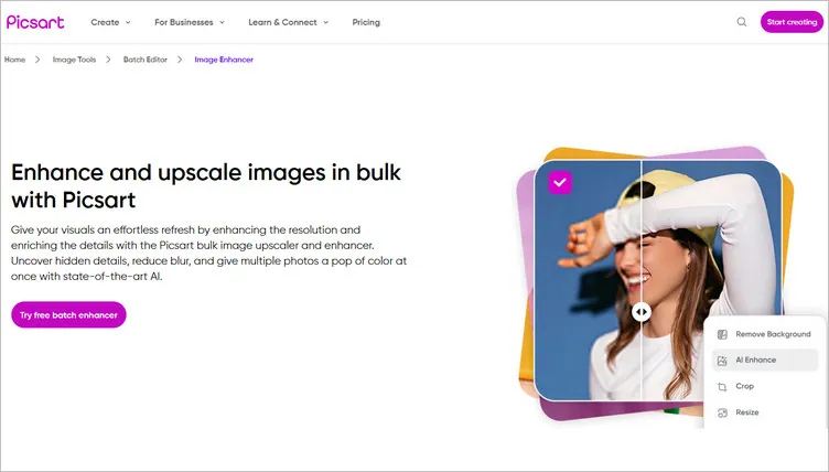 AI Batch Image Upscaler - Picsart