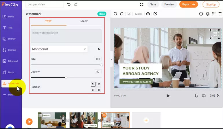 Add Logo to the Bumper Video via Watermark Feature