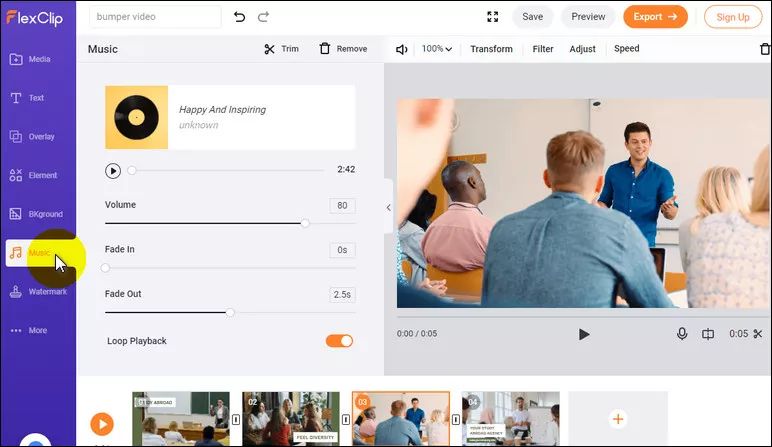 Add Music to the Bumper Video
