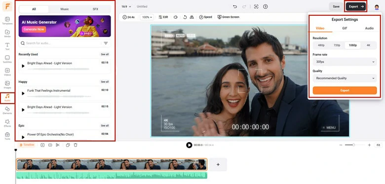 Preview and Download the Video with Camera Recording Effect to Computer