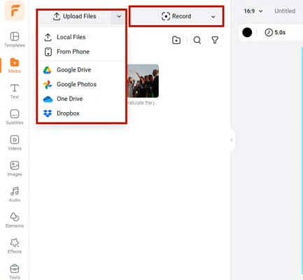 Upload the Video You'd Like to Apply a Camera Recording Effect to FlexClip
