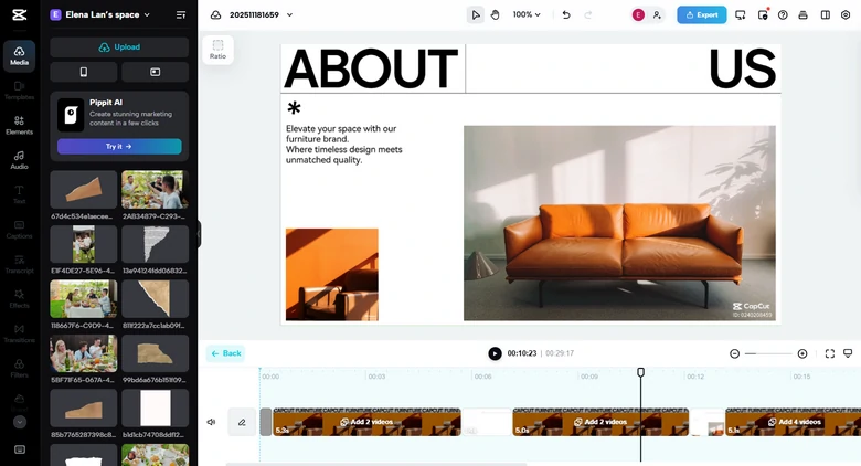 CapCut Online Interface