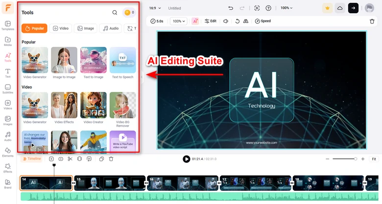 FlexClip AI Editing Suite