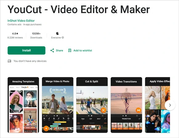Alternative to CapCut for Mobile - YouCut