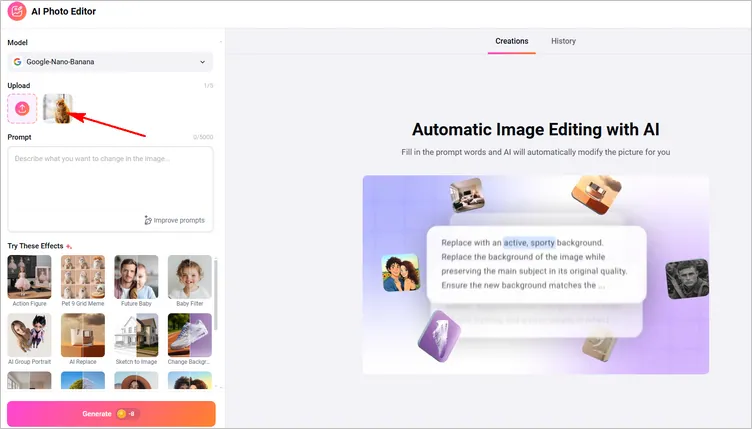 Generate AI Cat & Dog Selfie Meme with AI Photo Editor: Upload