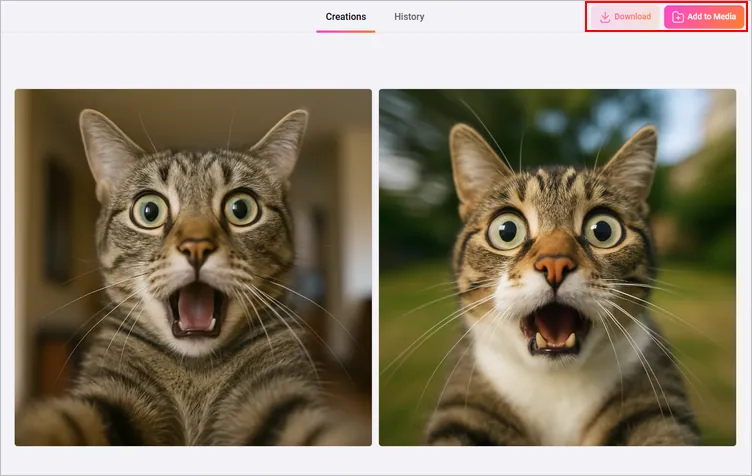 Generate AI Cat & Dog Selfie Meme with Text-to-Image: Generate