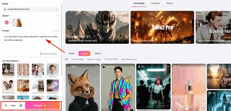 Generate AI Cat & Dog Selfie Meme with AI Photo Editor: Prompt and Settings
