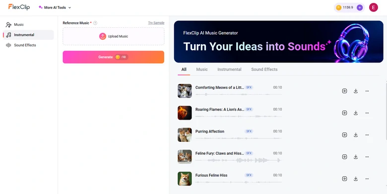 FlexClip AI Music Generator Overview