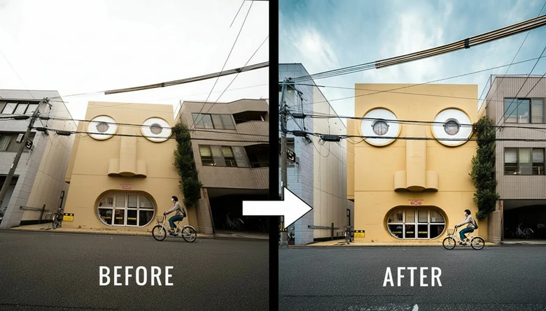 Change Angle of Tilted Architecture Image