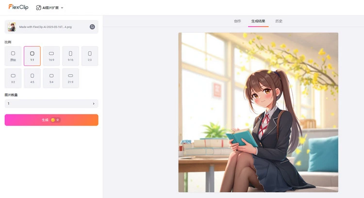 无需裁剪，使用 AI 扩图调整图像的长宽比 - 生成效果图