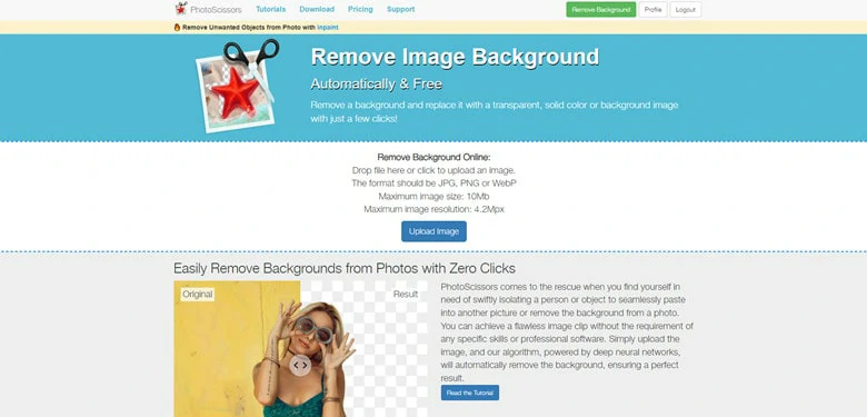 Change Background of Photo Online - PhotoScissors
