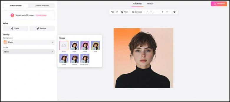 Preview and Download the Picture with New Background
