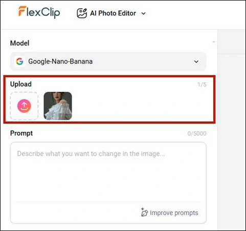 Open FlexClip AI Photo Editor and Upload Your Image