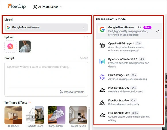 Select an AI Photo Model to Change Image Color 