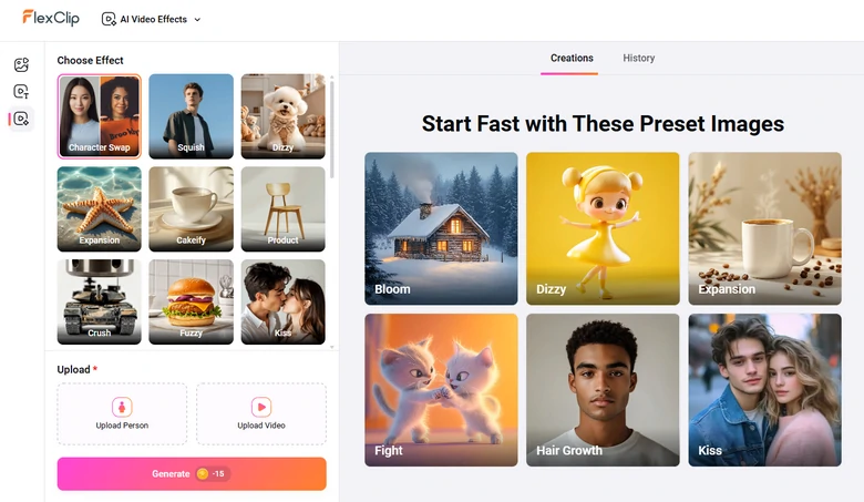 Access FlexClip's Character Swap