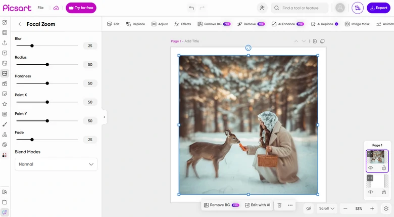 Change Focus Point Using PicsArt