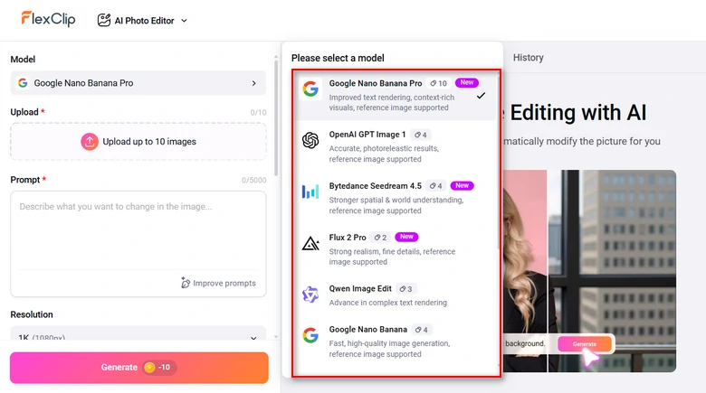 FlexClip AI Photo Editing Models
