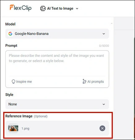 Access FlexClip's AI Text-to-image Tool and Upload Your Photo as Reference
