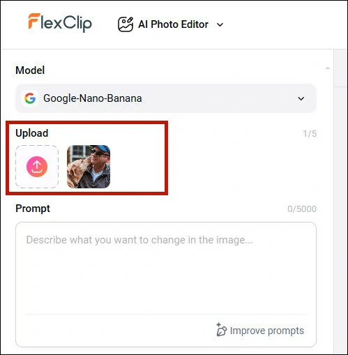 Add Photo to FlexClip's AI Photo Editor for Style Transfer