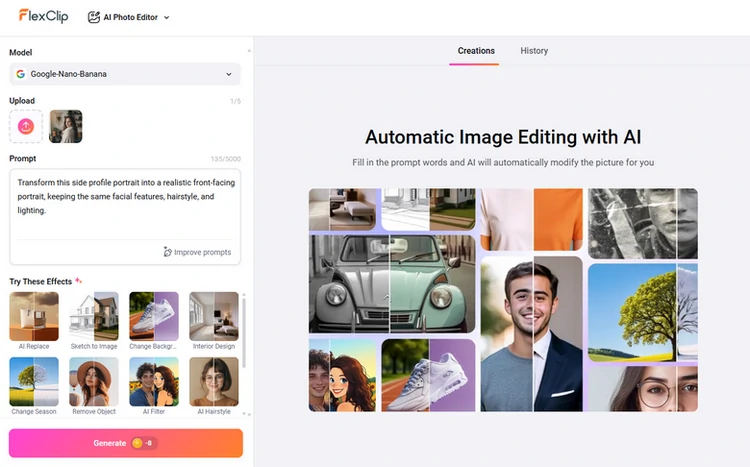 Change Photo Pose Using FlexClip's AI Photo Editor