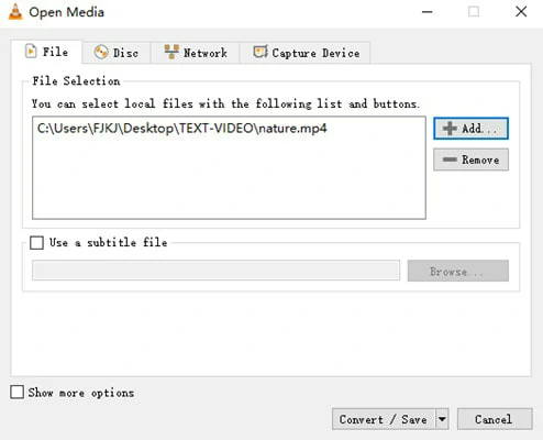 Add the Video You Want to Change Resolution to VLC