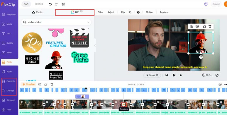 Add funny GIPHY stickers, trending transitions and other visual elements to spice up the video