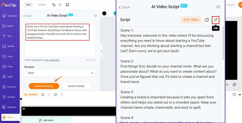 Use follow-up prompts to generate detailed video content
