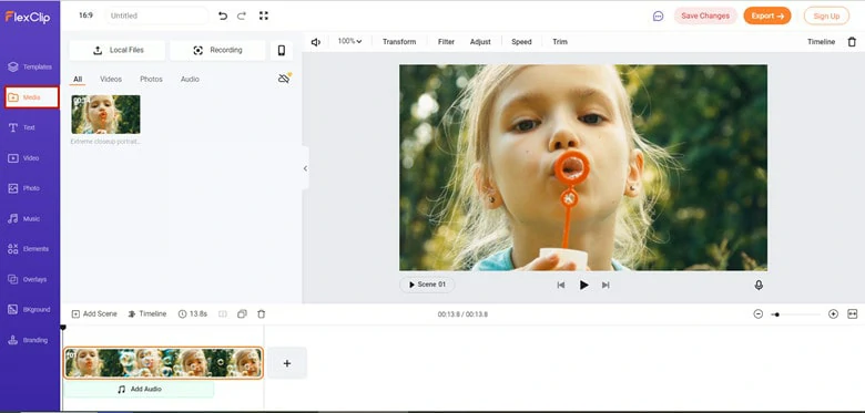 Create Children's Day Video - Upload Footage to FlexClip