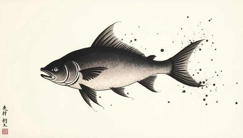 Chinese Ink Drawing Fish - Generated by FlexClip's Chinese Art Generator