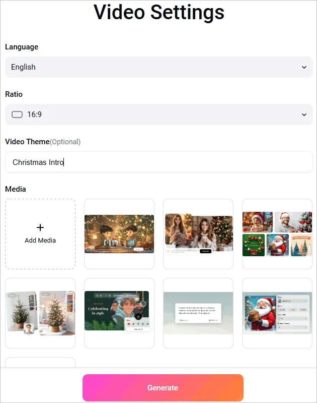 Auto Edit to Turn Your Footage into a Christmas Intro Automatically - Settings