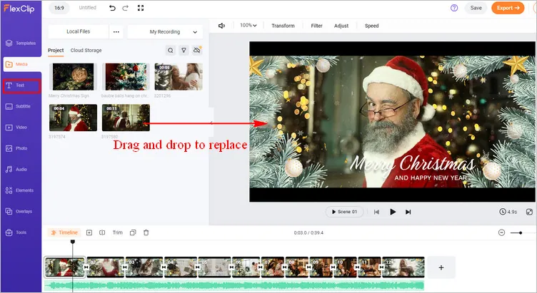 Make a Christmas Intro Video with Free Template Using FlexClip - Customize Template