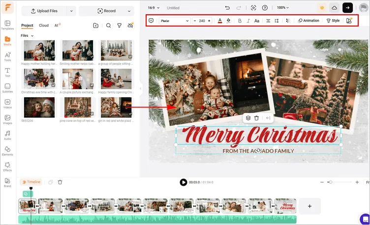 Make a Christmas Intro Video with Free Template Using FlexClip - Customize Template