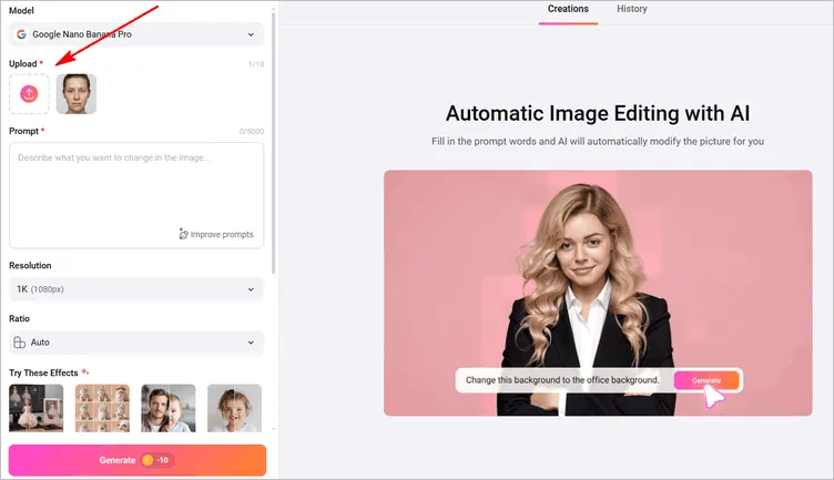 Try-on Festive Makeup from Text with FlexClip AI - Upload