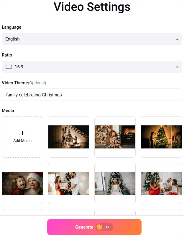 Auto Edit to Turn Your Footage into a Christmas Slideshow Automatically - Settings