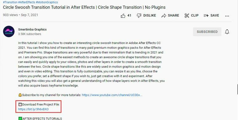 Download free circle transition project files and circle transition samples on YouTube