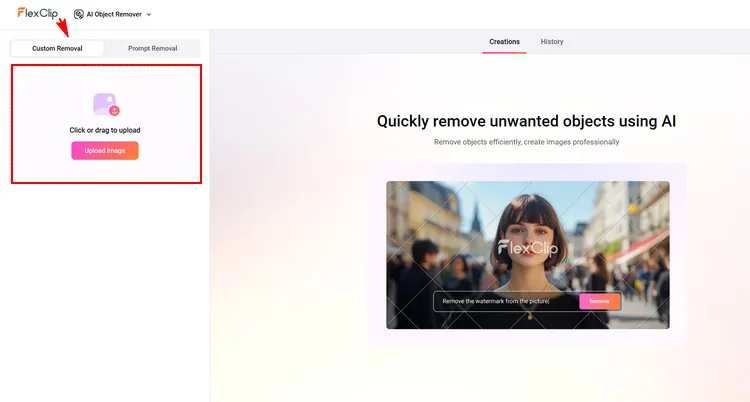Upload Photo to AI Object Remover - FlexClip