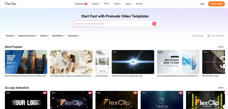 Access FlexClip's Templates Stock and Pick a Preferred Video Template