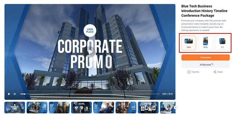 Different Aspect Ratio Support of Each Template in FlexClip