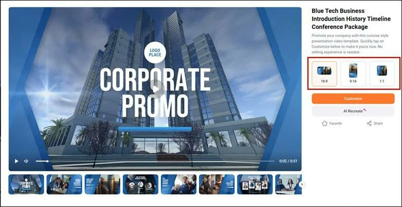 Different Aspect Ratio Support of Each Template in FlexClip